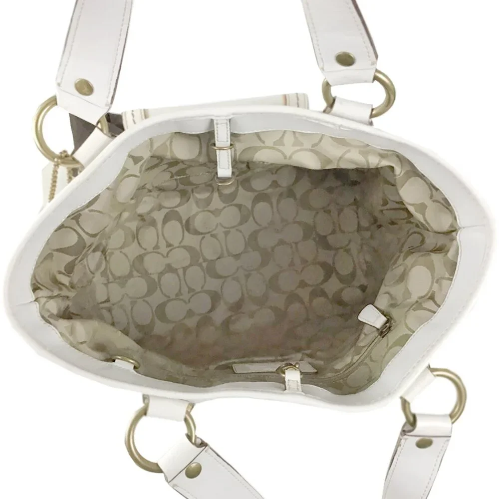 Coach Legacy Vintage White & Straw Satchel Tote Handbag